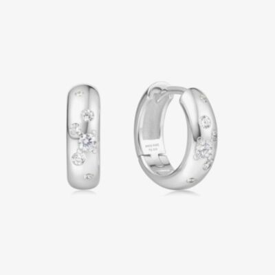 Ania Haie Miss Dainty Sterling Silver Cubic Zirconia Chunky Hoop Earrings E065-04H