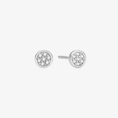 Ania Haie Luna Gaze Silver Small Cubic Zirconia Disc Stud Earrings E075-02H