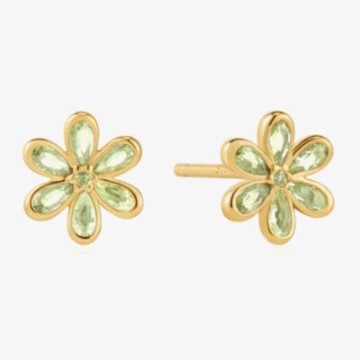 Ania Haie Ripple Joy 14ct Gold Plated Mint Green Floral Stud Earrings E073-06G