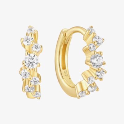 Ania Haie Yellow Gold Tone Plated Zig-Zag Huggie Hoop Earrings E079-09G