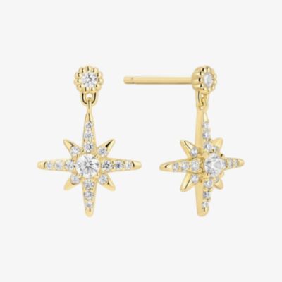 Ania Haie 14ct Yellow Gold Plated Cubic Zirconia Nova Star Dangle Stud Earrings E071-02G