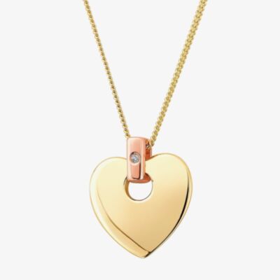 Clogau 9ct Two Colour Gold Cariad Heart Diamond Pendant Necklace CAHP