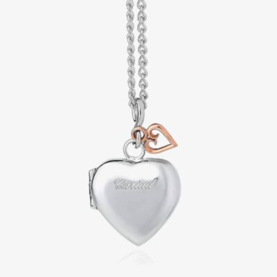 Clogau Silver 9ct Rose Gold Cariad Heart Locket Necklace SCLP