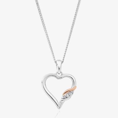 Clogau Past Present Future Silver Topaz Heart Pendant 3SPPF0647