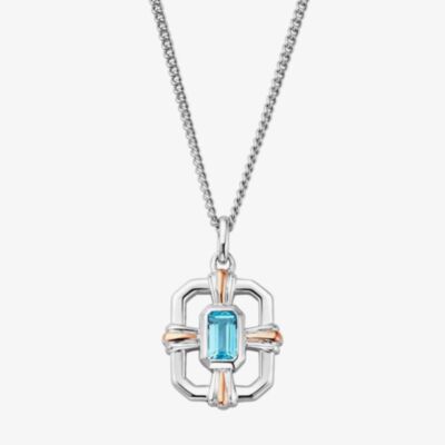 Clogau Silver & 9ct Rose Gold Enchanted Gateways Swiss Blue Topaz Necklace 3SEGW0728