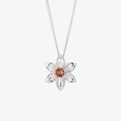 Clogau Daffodil Silver 9ct Rose Gold Flower Necklace 3SDP3