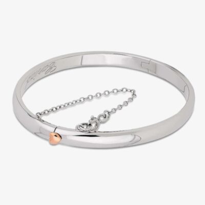 Clogau Silver 9ct Rose Gold Cariad Heart Bangle 3SCBG