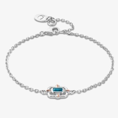 Clogau Silver & 9ct Rose Gold Enchanted Gateways Swiss Blue Topaz Bracelet 3SEGW0732