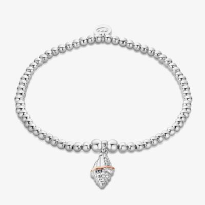 Clogau Silver & 9ct Rose Gold Sounds Of The Sea Shell Bracelet 3SBCH0752