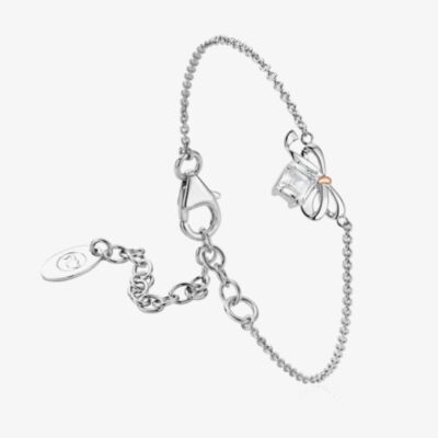 Clogau Silver 9ct Rose Gold Topaz Christmas Bow Bracelet 3SCGS0716