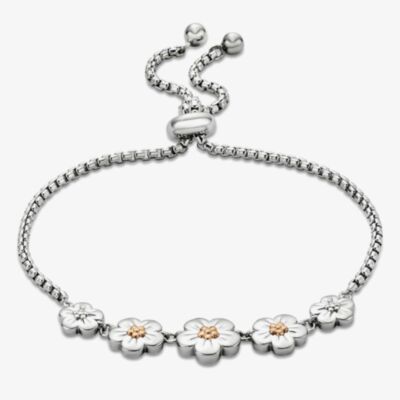 Clogau Sterling Silver & Rose Gold Forget Me Not Flower Toggle Bracelet 3SFMN904
