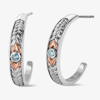 Clogau Silver & 9ct Rose Gold Lilibet Blue Topaz Hoop Earrings 3SQNM0727