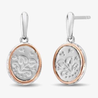 Clogau Tree of Life Silver Filigree Oval Dropper Earrings 3STOL764