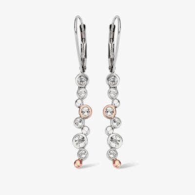 Clogau Celebration Silver 9ct Rose Gold Topaz Circle Dropper Earrings 3SME2