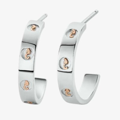 Clogau Ladies Insignia Sterling Silver Slim Half Hoop Earrings 3SINS850