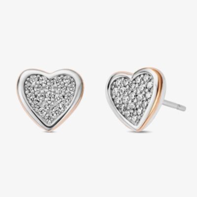 Clogau Two Colour Forever Yours Heart Stud Earrings 3SFYO995