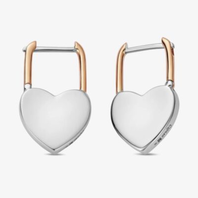 Clogau Two Colour Cariad Heart Padlock Hoop Earrings 3SCAR976