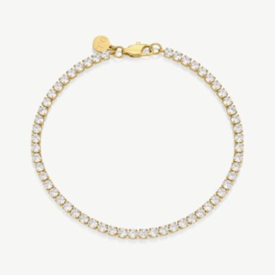 D.Louise Yellow Gold Tone Plated Stainless Steel Cubic Zirconia Tennis Bracelet GB-043