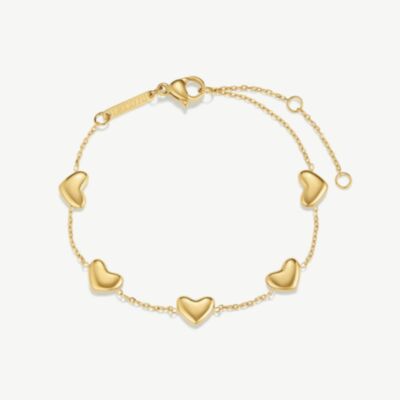 D.Louise Yellow Gold Tone Plated Stainless Steel Bubble Heart Bracelet NAB-12