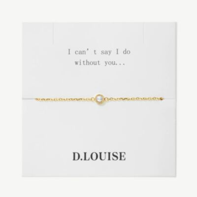 D.Louise Yellow Gold Tone Plated Stainless Steel Bridesmaid Dainty Pearl Bracelet SKB-15