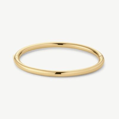 D.Louise Yellow Gold Tone Plated Stainless Steel Classic Oval S/M Bangle YBB-014-01