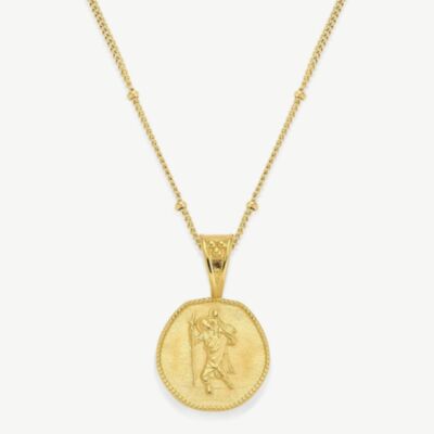 D.Louise Yellow Gold Tone Plated Stainless Steel St.Christopher Pendant THN-21