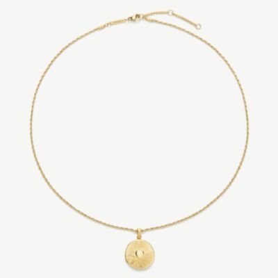 D.Louise Yellow Gold Tone Plated Stainless Steel Engravable Heart Talisman Pendant THN-66