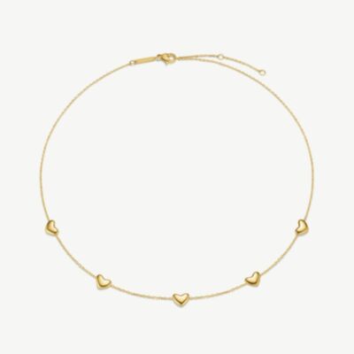 D.Louise Yellow Gold Tone Plated Stainless Steel Bubble Heart Necklace NAN-14