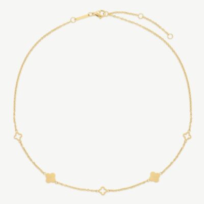 D.Louise Yellow Gold Tone Plated Stainless Steel Multi Clover Necklace SKN-35