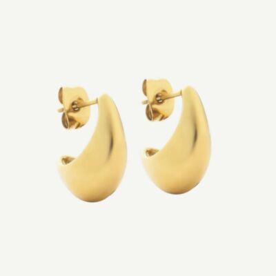 D.Louise Yellow Gold Tone Plated Stainless Steel Curved Mini Hoop Earrings GE-109