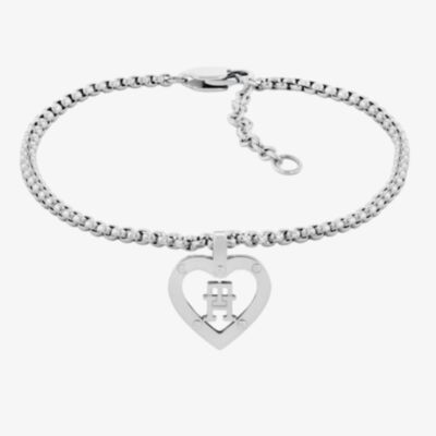 Tommy Hilfiger Monogram Hearts Ladies Silver Heart Charm Bracelet 2780920