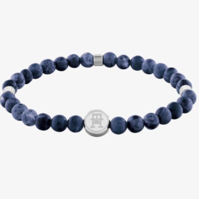 Tommy Hilfiger TH85 Mens Blue Lapis Lazuli Beaded Bracelet 2790608