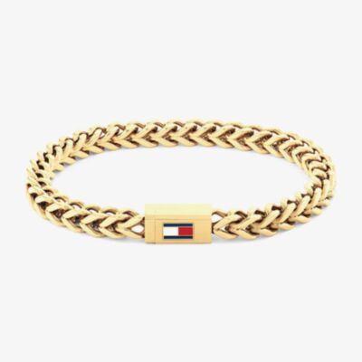 Tommy Hilfiger Gold Tone Braided Logo Clasp Bracelet 2790648