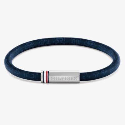 Tommy Hilfiger Printed Cord Blue Leather 19cm Bracelet 2790702