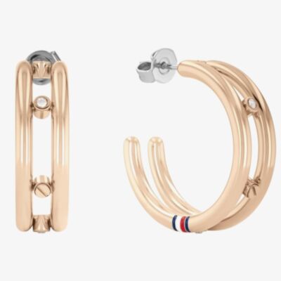 Tommy Hilfiger Hardware Rose Gold-Tone Hoop Earrings 2780647