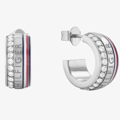 Tommy Hilfiger Mesh Silver-Tone Hoop Earrings 2780623