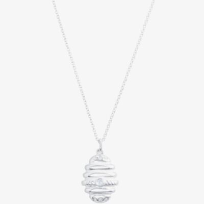 Sterling Silver Cubic Zirconia Bee Hive Pendant Necklace BTH5-SL-CZ