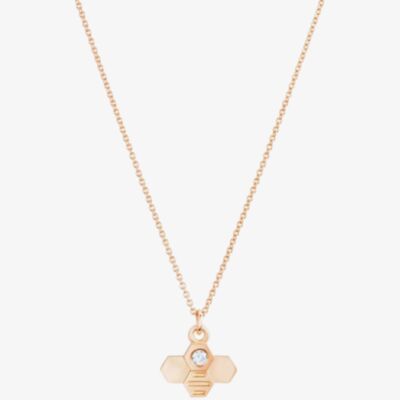 Rose Gold Plated Cubic Zirconia Large Bee Pendant Necklace BPL1-RGP-CZ