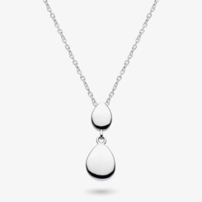Kit Heath Sterling Silver Coast Pebbles Twin Droplet Necklace 90186RP