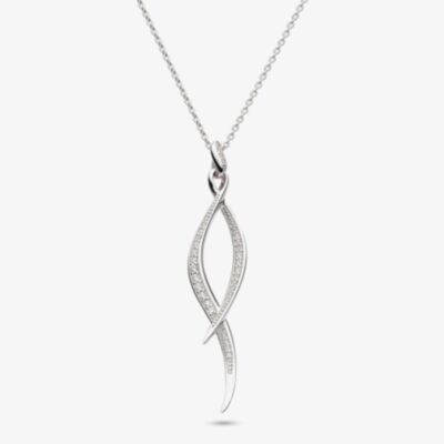 Kit Heath Sterling Silver Entwine Twine Twist Pave Cubic Zirconia Necklace 90225CZ