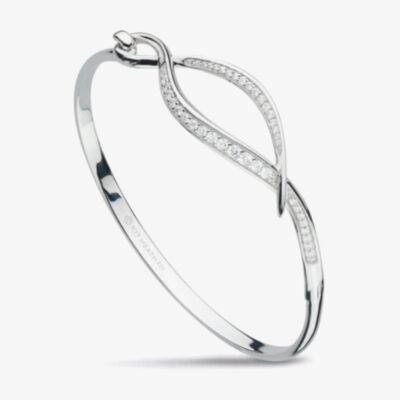 Kit Heath Sterling Silver Entwine Twine Twist Cubic Zirconia Pave Hinged Bangle 70227CZ