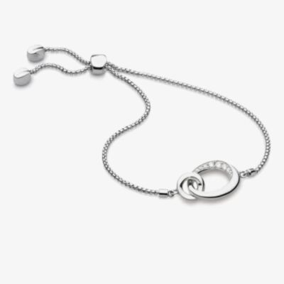 Kit Heath Sterling Silver Bevel Cirque Link Cubic Zirconia Pave Toggle Bracelet 7152CZ