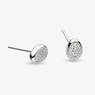 Kit Heath Sterling Silver Coast Pebbles Glisten Cubic Zirconia Pavé Stud Earrings 30188CZ