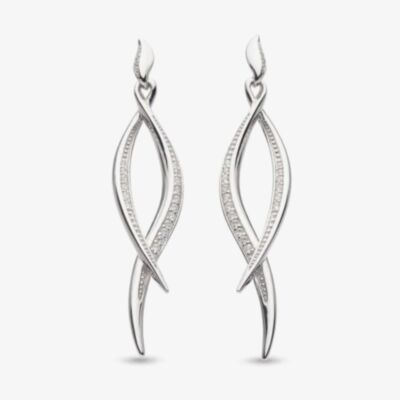 Kit Heath Sterling Silver Entwine Twine Twist Cubic Zirconia Pave Drop Earrings 50225CZ