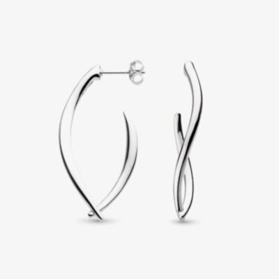 Kit Heath Sterling Silver Entwine Twine Twist Grande Link Hoop Earrings 60228RP