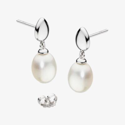 Kit Heath Sterling Silver Coast Pebble Pearl Droplet Earrings 50184FP