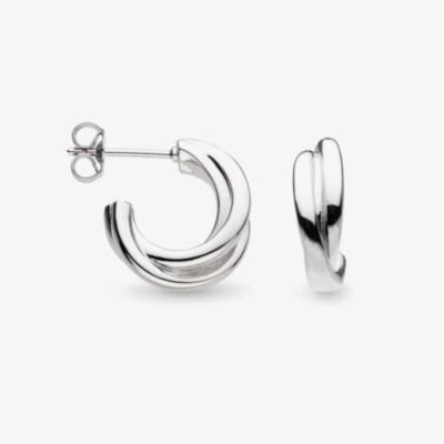 Kit Heath Sterling Silver Bevel Trilogy Hoop Earrings 6166RP