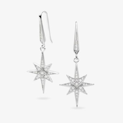 Kit Heath Silver Celeste North Star Dropper Earrings 50457CZ
