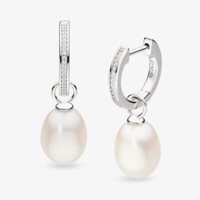 Kit Heath Silver Revival Classic Pearl Glitz Hoop Earrings 50429FPC