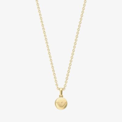 Emporio Armani Yellow Gold Tone Plated Stainless Steel Eagle Logo Pendant EGS3434710